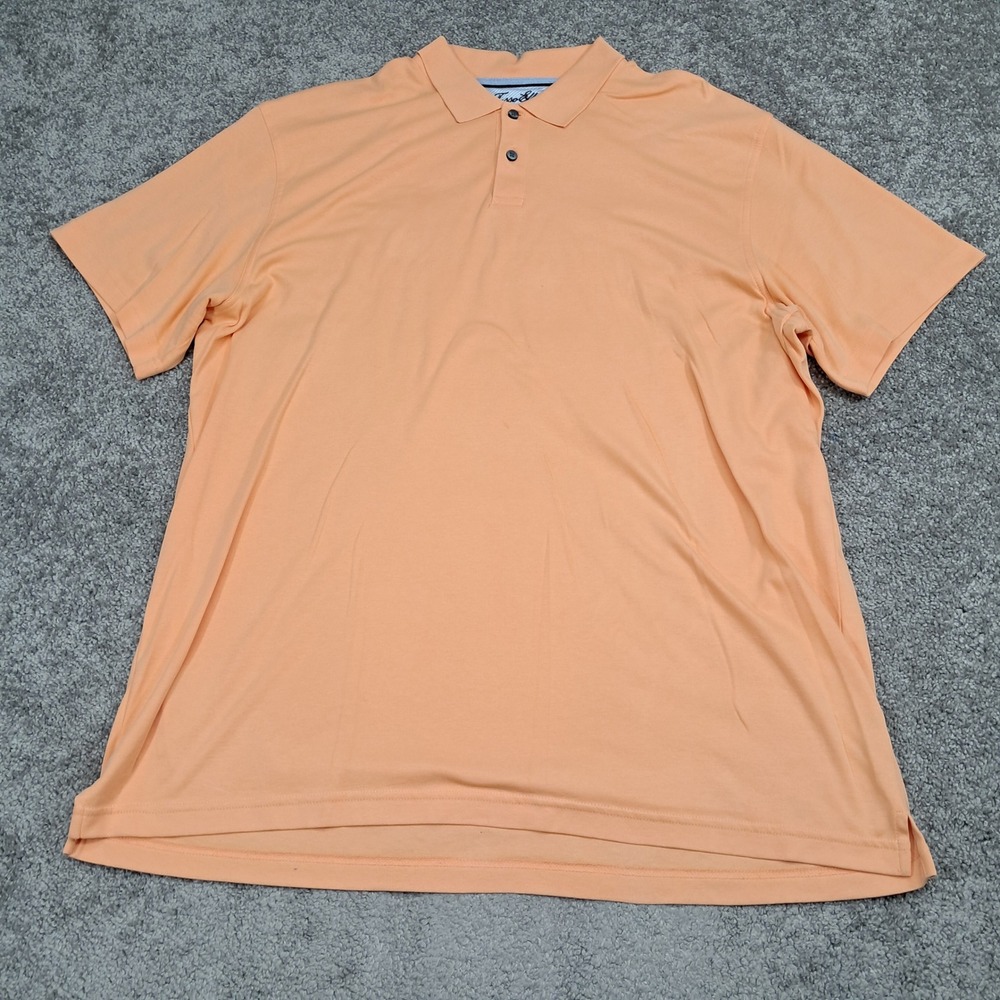 Tasso Elba Mens XXL Peach Orange 100% Cotton Short Sleeve Polo Shirt